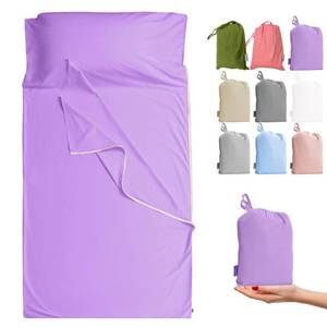 lot 16409 image: Cotton Sleeping Bag Liner with Zipper - 100% Cotton Travel Sheet Sleep Sack Adult - Travel Sleeping Bag for Hotels Camping Hiking (Single Luxury - 41 x 87 inch, Lavender) - Retail $34