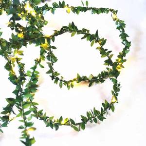 lot 16430 image: 100LEDs Green Garland Tiny Leaf Vine String Light Timer Function Wedding Party Christmas Holiday New Year Patio Decoration 33ft, Battery Operated, Indoor, UL588 Approved - Retail $10