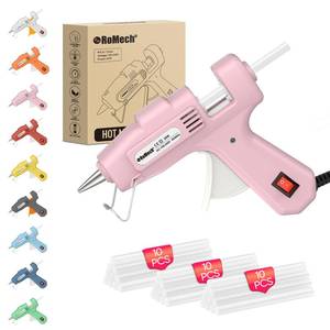 lot 16433 image: 20W Mini Hot Glue Gun with Glue Sticks Set, Fast Preheating Hot Glue Gun Kit Heavy Duty Gluegun for Craft, DIY, Repairs (Pink) - Retail $13