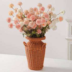 lot 16436 image: Fake Fall Flowers for Vase, Faux Silk Kiku Mums, Artificial Pom pom Floral Bouquets Indoor Centerpiece Office Coffee Table Boho Home Decorations (12, Mixed Cream) - Retail $34