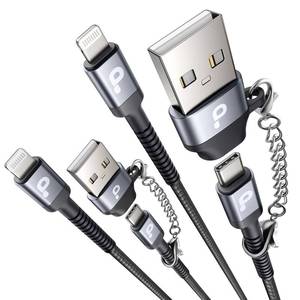 lot 16449 image: USB Type C to Lightning Cable Fast Charging, Apple MFi Certified 2Pack 6ft iPhone Charger Cable Compatible with iPhone 14131211 Pro Max and USB C Female to USB A Male Adapter with Keychain - Retail $16