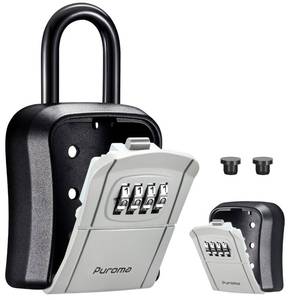 lot 16462 image: Key Lock Box, Portable Combination Lockbox Wall-Mounted Key Storage Box for House Keys, Resettable Code Safe Security Lock Box for Home, Office, Apartment Spare Key Storage (1 Pack, Gray) - Retail $13