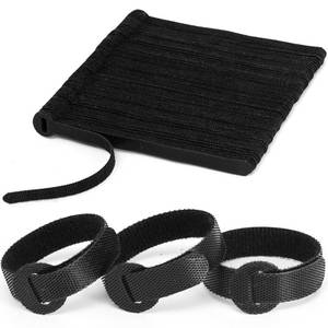 lot 16476 image: 150PCS Reusable Fastener Straps - 6 Inch Cable Management Ties, Adjustable Hook & Loop Organizer Straps for Home, Office and Data Centers (Black) - Retail $7