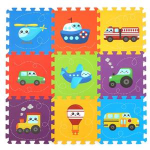 lot 16488 image: PLAY 10 Baby Play Mat, Foam Playmat for Babies, Kids Play Mat, Foam Floor Tiles 34�34 9 Pieces Vehicle Puzzle Mat - Retail $20