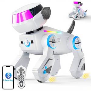 Remote Control Robot Dog for Kid, Smart Programmable Robotic Dog with Multi-Color LED Eyes & Bluetooth & Volume Adjustment, Singing Dancing Interactive Robot Puppy Toy for Kids Ages 3-10 White - Retail: $2,863