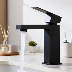 lot 16491 image: Black Bathroom Faucets One Hole Sink Faucet Single Handle 1 Hole Vanity SUS304 Stainless Steel Faucet for Bathroom Sink Matte Black Bathroom Faucet, SF3-BK - Retail $40