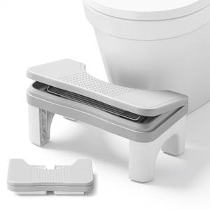 lot 16492 image: Foldable Toilet Stool Squat Adult, 7 Height Adjustable Poop Stool for Bathroom, Portable Squatting Potty Toilet Step Stools for Adults, Ergonomic Foot Stools for Travel, Gray - Retail $17