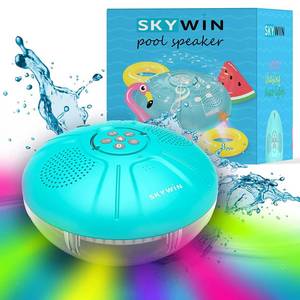 lot 16523 image: Floating Pool Speaker with Lights, Wireless Waterproof Bluetooth Speaker for Pool - Dual 5W Sound, Touch Controls, Rechargeable Shower Speaker, Inflatable Hot Tub Accessories for Pool Parties - Retail $30