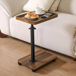 lot 16531 image: Adjustable Height Couch Tables that Slide Under Sofa, 360° Swivel Modern Tv Tray Table with Wheel, C Shaped End Table for Couch, C Table for Small Place, Perfect for Livingroom, Bedroom - Retail $40