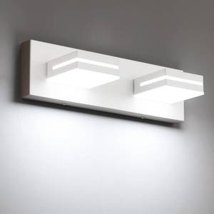 lot 16533 image: LED Modern Bathroom Vanity Light Fixtures (2-Light, 15.5-Inch), Matte White Modern Acrylic Bathroom Wall Lighting Fixtures Over Mirror (Cool White 6000K) - Retail $38