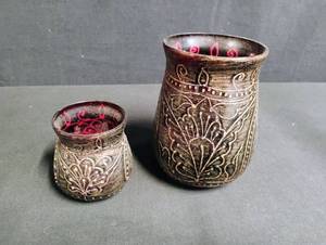 lot 1037 image: Handcrafted Glass Candle Holders