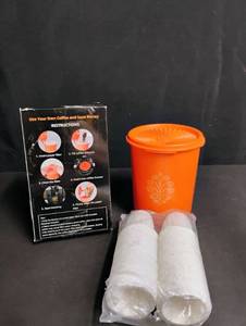 lot 1077 image: Keurig 2.0 Reusable Coffee Filter Set with Orange Container