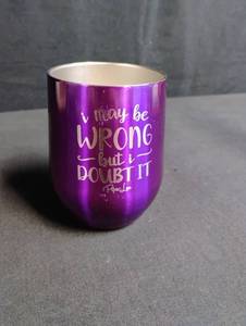 lot 1097 image: Purple Metallic Quote Tumbler