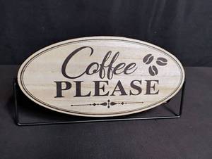 lot 1119 image: Coffee Please Oval Wall Sign