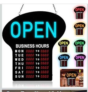 lot 8092 image: Open Sign with Business Hours, Multi-Color Open Signs, 25.2 x 23.1 inch Oversized Programmable Business Hour Sign,