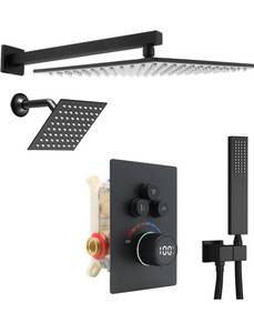 lot 8104 image: Shower System 12 Inches Rainfall Shower System Shower Head System for Bathroom 3 function shower system set Shower Faucet Rough-in Valve