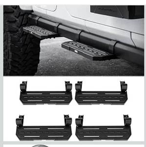 lot 8108 image: OMU 4Pcs Running Boards Side Steps Compatible with 2018-2024 Jeep Wrangler JL 4 Doors with OEM Rock Rails for Factory Rock Sliders