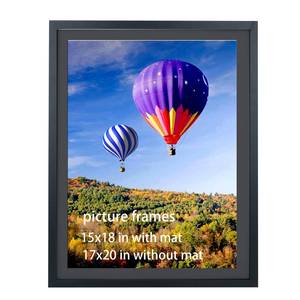 lot 8113 image: LTYHHK 17x20 Picture Frames Solid Wood with Black Mat,Displays Pictures 15x18 with Mat and 17x20without Mat, 15x18 Poster Frame for Wall 17x20 Photo Frames Family Black (L22B1720B1518)