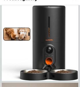 lot 8118 image: WOPET Automatic Cat Feeder with Camera for Two Cats, 6L Automatic Dog Feeder with HD Video and Night Vision, 5G2.4G WiFi Pet Feeder for Cats & Dogs