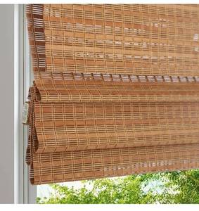 lot 8135 image: LANTIME Cordless Wood Window Blinds, Bamboo Sheer Light Filtering Woven Roman Shades, Tiger Wood, 33 W X 48 H