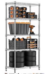 lot 8152 image: 1250 lbs Steel Heavy Duty 5-Tier Utility Shelving Unit Steel Organizer Wire Rack