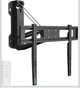 lot 8155 image: XINYAO Motorized Fireplace TV Wall Mount Height Adjustable, Pull Down TV Bracket for 32 to 70 inch Screen up to 90 lbs, Black