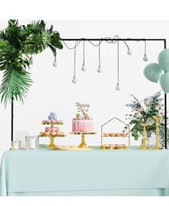 lot 8162 image: Over The Table Rod Stand with Clamps Adjustable 13-42 Tall 29-98 Length Black Table Arch Hanging for Wedding Birthday Party Halloween Christmas