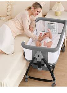 lot 8166 image: Baby Bassinet, Bassinet Bedside Sleeper with Wheels,