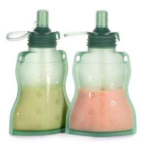 lot 8173 image: haakaa Yummy Pouch Reusable Baby Food Pouch, Reusable Pouches for Toddlers Kids Squeezable Pouch, Washable Freezer - Make Homemade Organic Food for BabiesToddlers, 4oz, 2 Pack,6m(Pea Green)