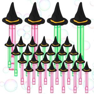 lot 8176 image: Civaner 24 Pieces Pink and Green Witch Theme Bubbles Party Favors Mini Witch Hat Bubble Wands Bulk for Valentines Day Stocking Stuffers Goodie Bag Fillers Exchange Gifts