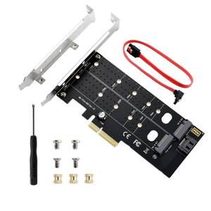 lot 8180 image: ELUTENG Dual M.2 PCIE Adapter NVMENGFF to PCIE X4 Expansion Card 32Gbps PCIE NVME SSD Adapter Compatible with B-KeyM-KeyB&M Key for 2230 2242 2260 2280 22110 SSD