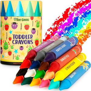 lot 8181 image: TinyGeeks Jumbo Crayons (18 Colors) Non-Toxic, Washable Crayons for Toddlers and Kids (Ages 1-8) Easy-to-Hold - Ideal for Travel, Art, and Learning