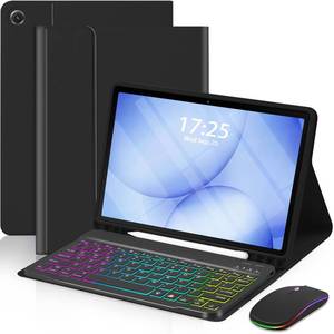 lot 8193 image: EAMPANG Case with Keyboard Mouse for Samsung Galaxy Tab A11 PlusA9 Plus 20252023 11 inch,7 Color Rainbow Backlight Detachable USB-C Keypad Magnetic Case with Pen Slot for Tablet A11 A9 5G Black