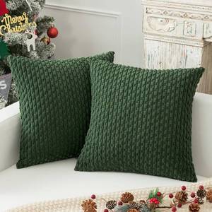 lot 8211 image: Kevin Textile Christmas Decorations Corduroy Soft Decorative Square Throw Pillow Cover Cushion Covers Pillowcase Home Decor for Party20x20 Inch50x50 cm Set of 2 Dark Green
