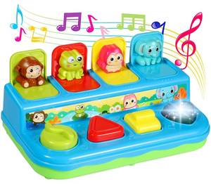lot 8214 image: BACCOW Baby Toys 6 to 12-18 Months, Music Light Pop Up Toys for Toddlers 1-3 Years Old Boys Girls Gifts, Cause and Effect Early Learning Infant Toys, Medium, Blue