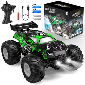 lot 8217 image: Hielse Remote Control Car, All-Terrain Remote Control Car for Boys, Rechargeable Rc Truck with LED, 120, 10KMH, 2 Motors, 2.4GHZ, Speed Friendly, Sturdy, Rc Cars for Christmas, Kids, Beginner