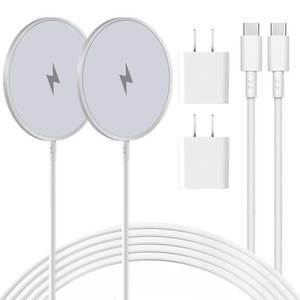 lot 8223 image: Magnetic Wireless Charger 2 Pack 10FT, Fast Charging Pad with Adapter, Compatible with Apple MagSafe for iPhone 17 Pro Max & 171615141312 and AirPods 432 Pro