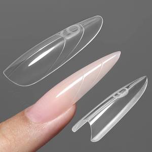 lot 8229 image: YOKEFELLOW Original Sandwich Nail Dual Form -240Pcs Almond Round Nails Forms with Guide Lines, 15 Sizes Top & Bottom Nails Mold for Builder Gel Nail Extensions