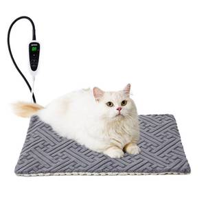 lot 8246 image: ZOMISIA Cat Heating Pad - 11 Adjustable Temperature and 25 Timer Options, Heated Cat Bed Indoor with Chew-Resistant Cord for Small Dogs, 18x18 Inch