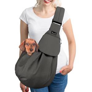 lot 8247 image: SlowTon Dog Carrier Sling - Thick Padded Shoulder Strap Adjustable Dog Carriers for Small Dogs, Puppy Carrier Purse for Pet Cat with Front Zipper Pocket Safety Belt Machine Washable (Grey L)