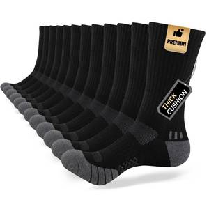 lot 8257 image: COOPLUS Mens Cushion Crew Socks Athletic Running Moisture Wicking Work Socks Performance Breathable Socks for Men (6 Pairs)