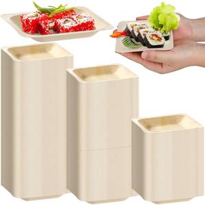 lot 8261 image: 300 Pcs Disposable Square Palm Bowls Palm Leaf Bowls Bamboo Disposable Plates Square Wood Plates for Birthday Party, Wedding Events, Appetizer, Dessert, Catering and Home Use (3.94x3.94x0.6 Inch)