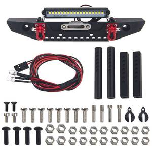 lot 8283 image: ShareGoo Metal Front Bumper with Lights Bar Tow Trailer Compatible with Traxxas TRX-4 Axial SCX10 90046 90047 SCX10 II 110 RC Crawler Car