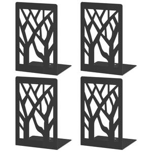 lot 8286 image: VFINE 4-Piece Modern Metal Bookends for Shelves, Black Tree Book Ends for Books, Decorative Book Organizer for Desk, Non-Skid Shelve Bookends for Home Office