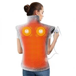 lot 8312 image: Massaging Heating Pad for Neck and Shoulders and Back, 24 x 35 Large Electric Heating Pad for Back Pain Relief with 3 Heat Levels, 4 Massage Settings, 2H Auto Shut-Off, 2 Massage Motors,Grey