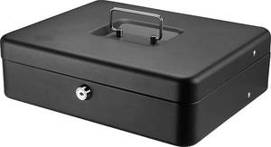 lot 8335 image: SentrySafe Black Money Saving Box with Cash Tray and Key Lock, Portable Safe Box with Carrying Handle, 0.21 Cubic Feet, 3.75 x 12 x 9.3 Inches, CB-12
