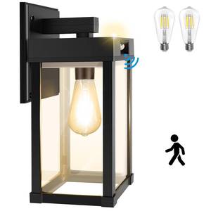 lot 8340 image: Solar Wall Light Outdoor with 3 Lighting Modes & Motion Sensor, Solar Porch Light with 2 Bulbs, Waterproof Outdoor Wall Sconce Lantern Light Fixture for Garage Porch Shed Barn Garden Yard Front Door