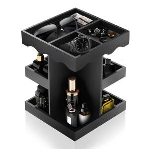 lot 8342 image: Rotating Cologne Organizer for Men - 3 Tier Solid Wood Perfume Stand & Large Capacity Fragrance Display Case - Mens Dresser Decor & Nightstand Organization - Anniversary Birthday Gifts for Husband Father