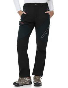 lot 8367 image: TBMPOY Womens Fleece Lined Ski Snow Pants Waterproof Winter Cargo Hiking Warm Thermal Softshell Insulated Outdoor Pant Black L