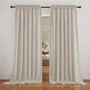lot 8378 image: RYB HOME Extra Wide Semi Sheer Curtains, Back Tab Room Divider for Office Bedroom Separation, Large Window Curtains for Sliding Glass Door, Angora, W 70 x L 84, 2 Pcs